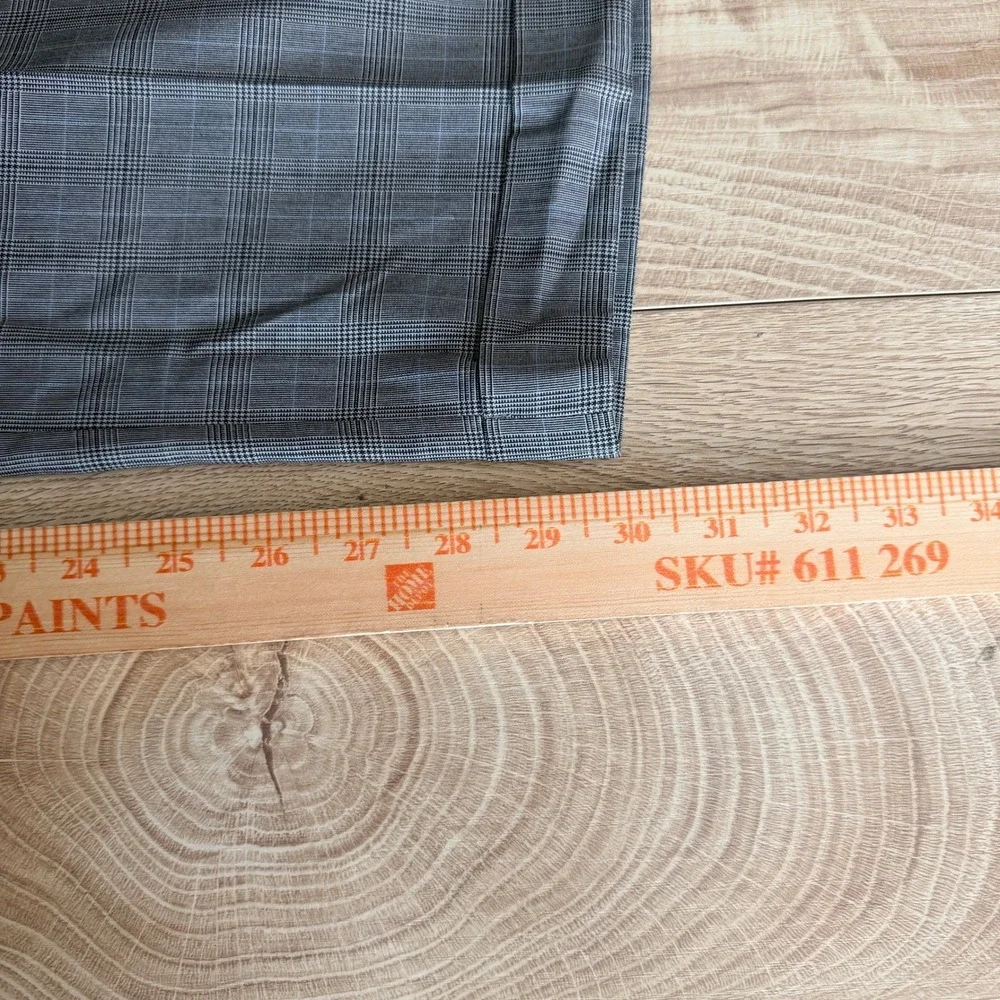 Ralph‎ Lauren Dress Pants Mens 40x30 Gray Glen Plaid Cuffed Flat Front Polyester